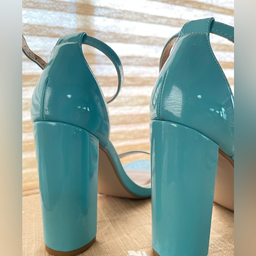 Delicious Aqua Ankle Strap Heels - Picture 4 of 5